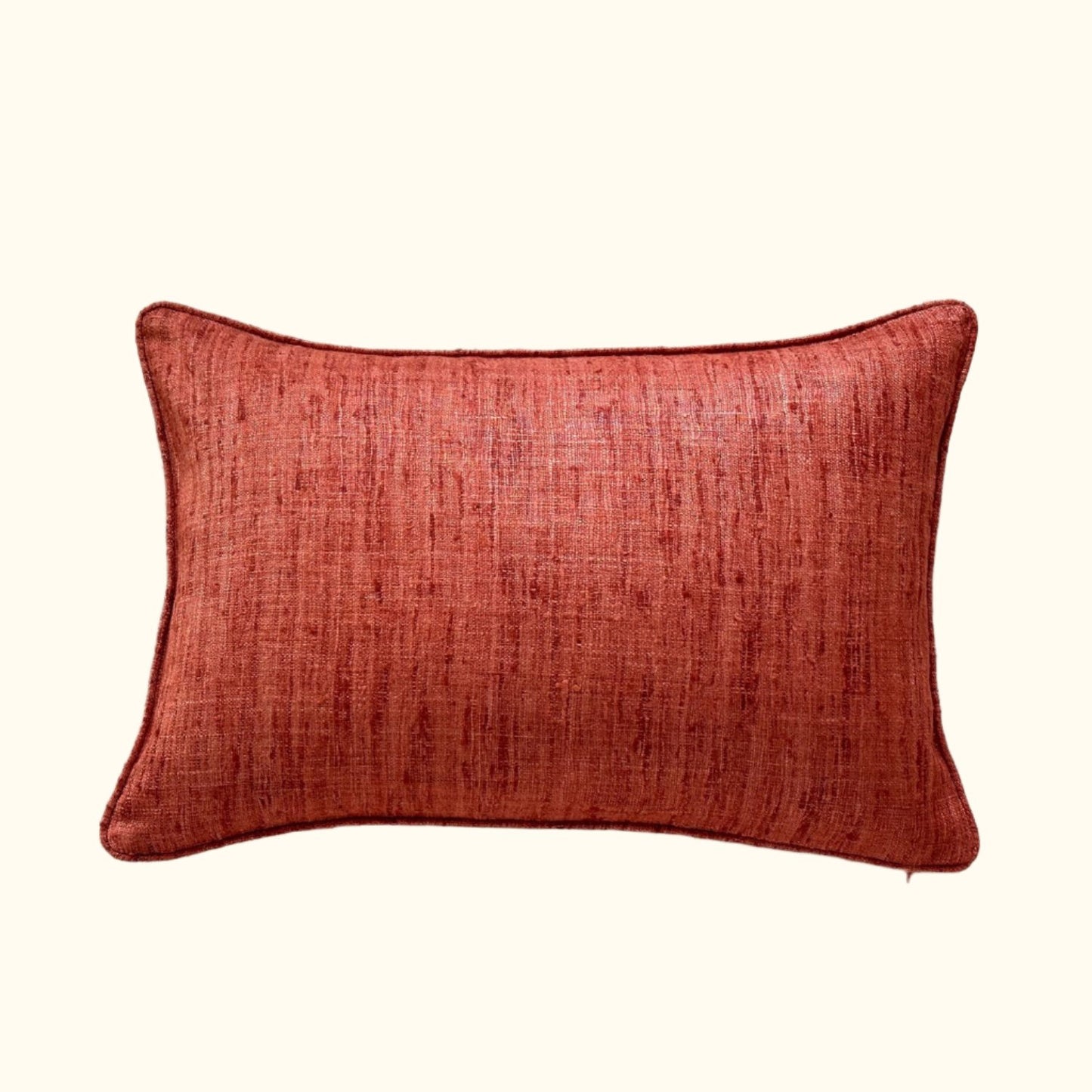Rust Wild Silk with Piping Pillow - 16" x 24" - India