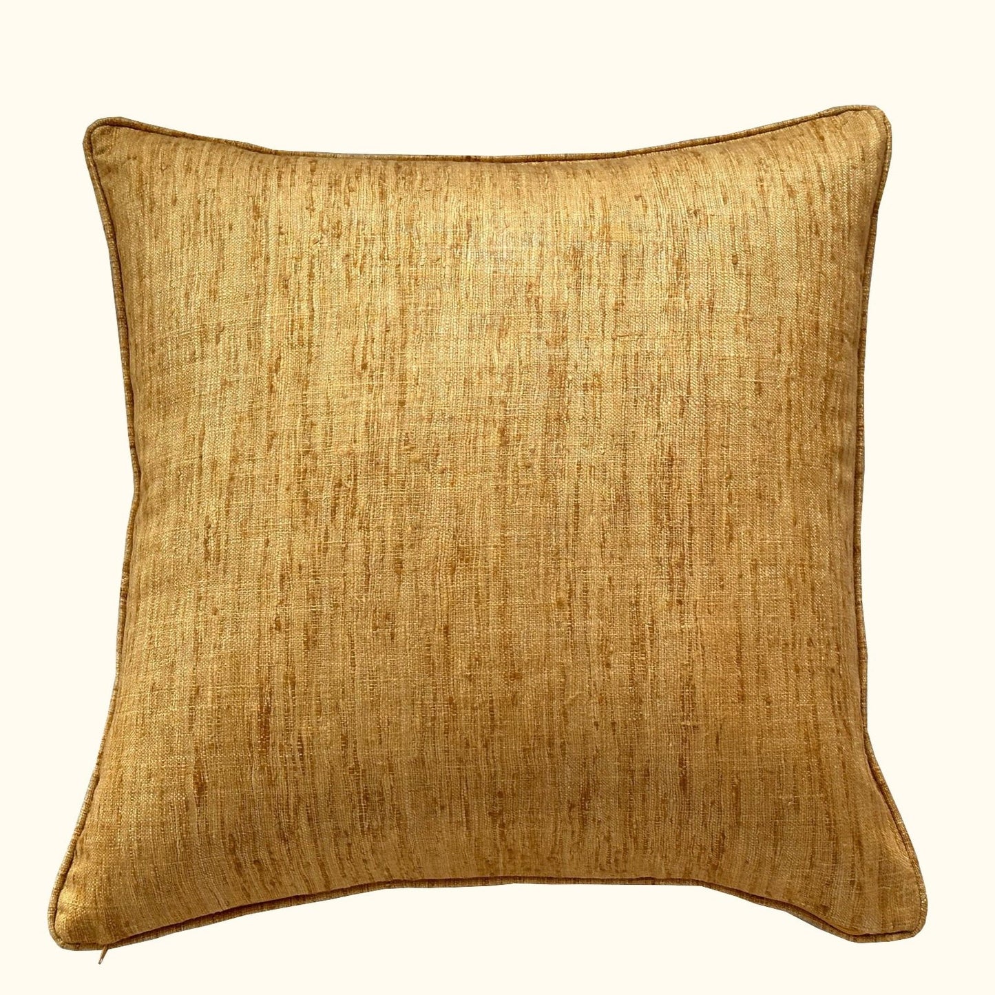Yellow Wild Silk with Piping Pillow - 24" x 24" - India