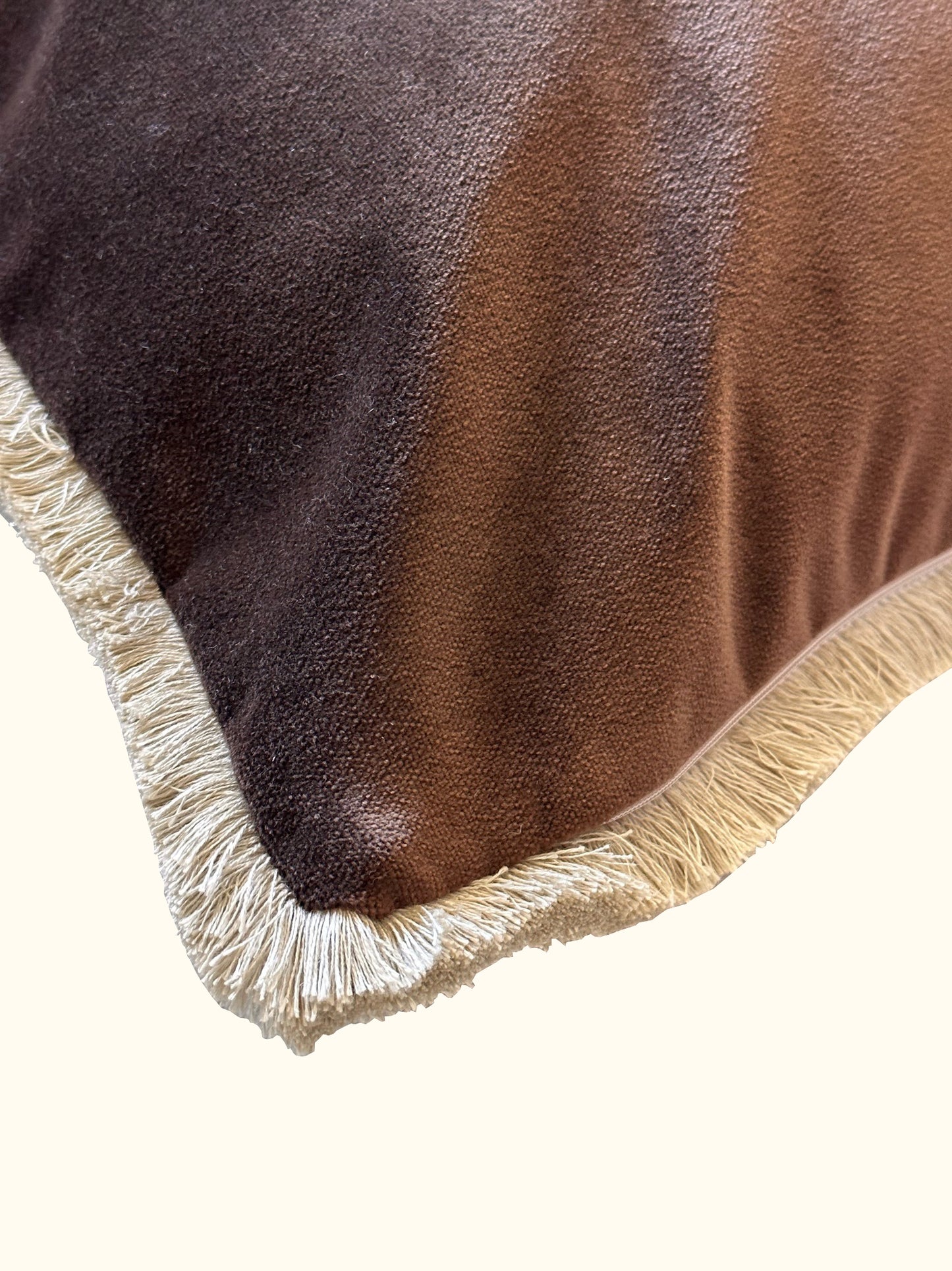 Tobacco Cotton Velvet with Fringe Pillow - 24" x 24" - USA