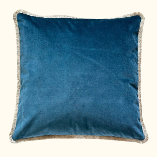 Dragonfly Cotton Velvet with Fringe Pillow - 24" x 24" - USA