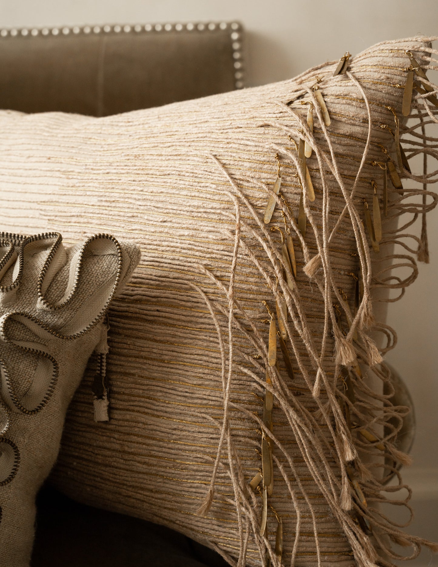 Brass Fringe-16x24-Natural Pillow