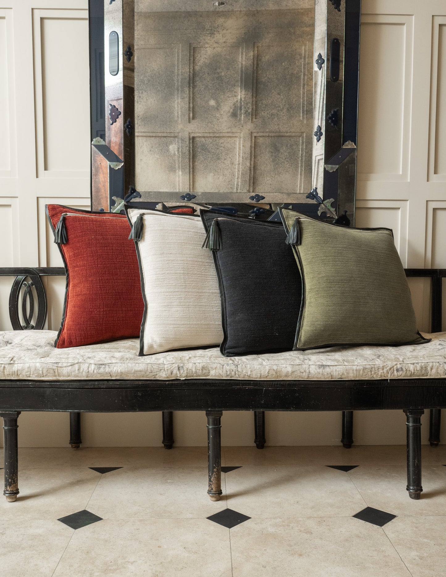 Leather Frame-22x22-Sage Pillow