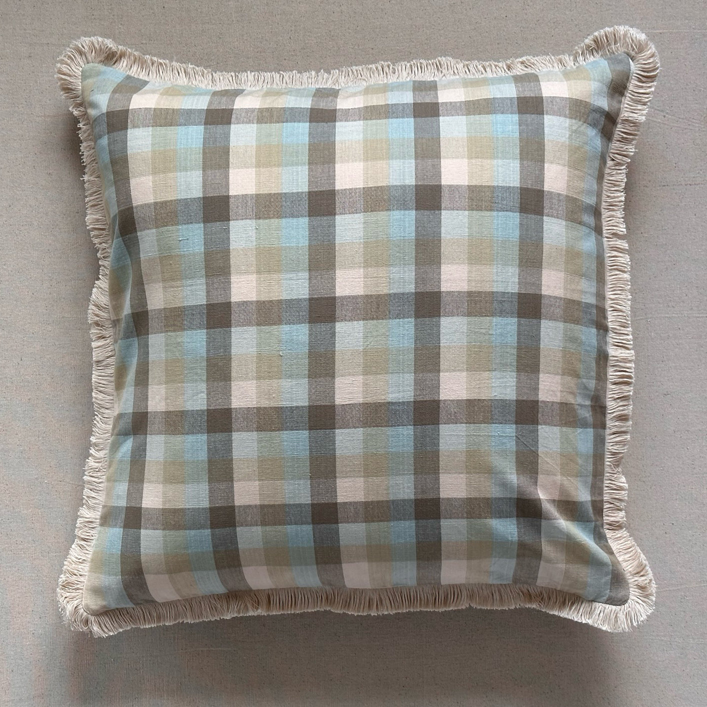 Woven Cotton Check Pillow - 16" x 36" - India - 103a