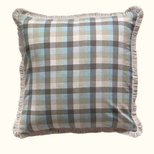 Woven Cotton Check Pillow - 16" x 36" - India - 103a