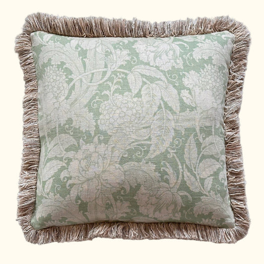 Vintage Linen Floral Pillow - 21" x 21" - England - 109a