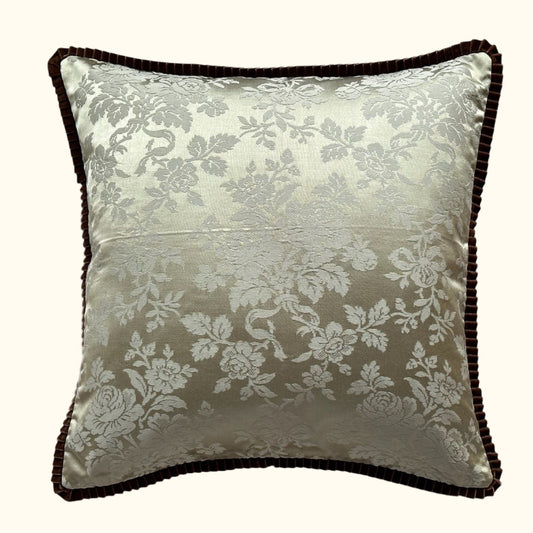 Silk Damask Floral c. 1950's Pillow - 22" x 22" - Europe - 118a