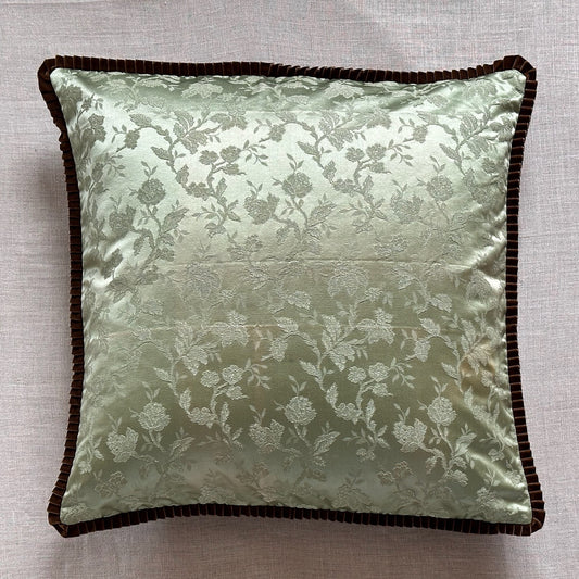 Silk Damask Floral c. 1950's Pillow - 22" x 22" - Europe - 119a