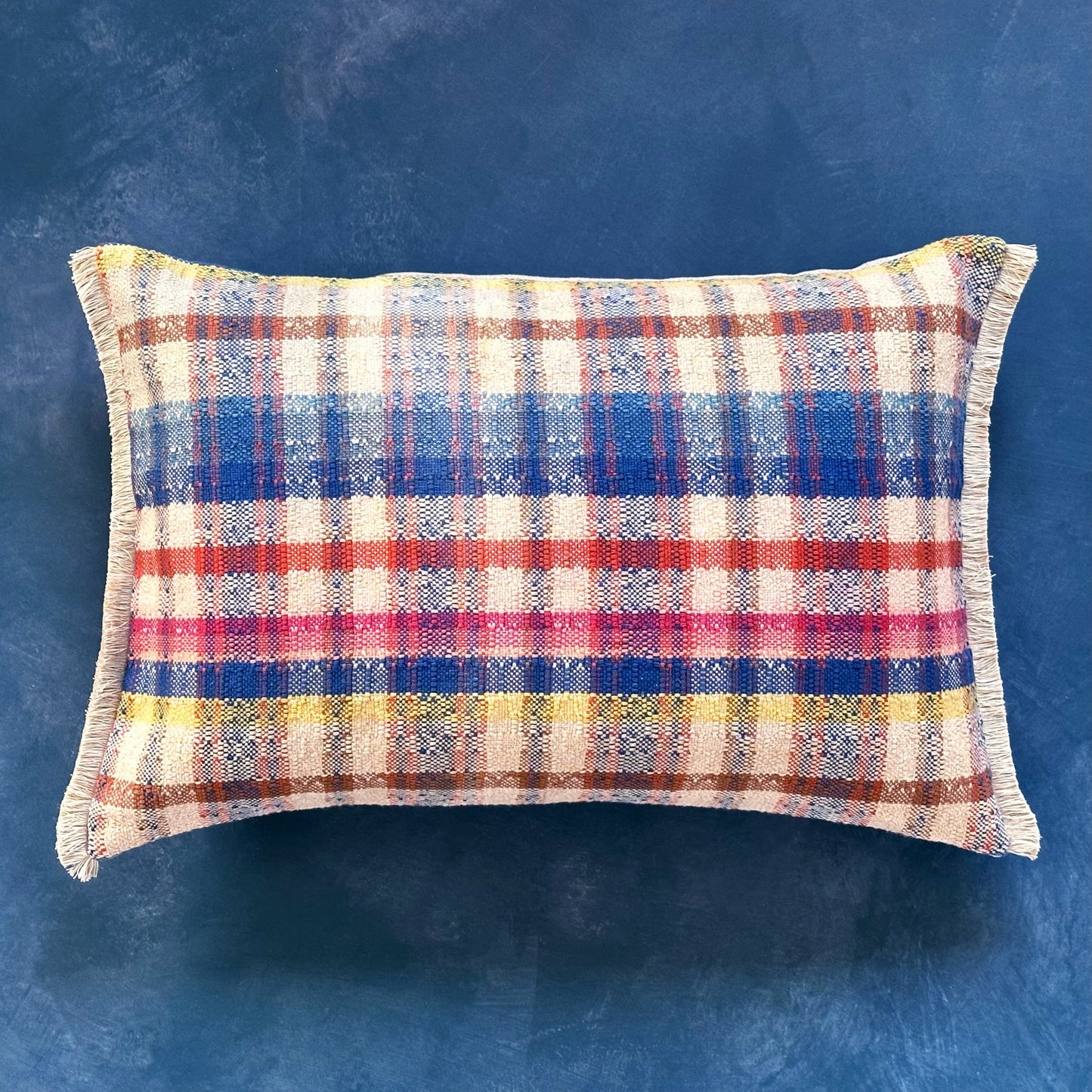 Early Handspun Cotton Plaid  Pillow - 16" x 24" - USA - 146a