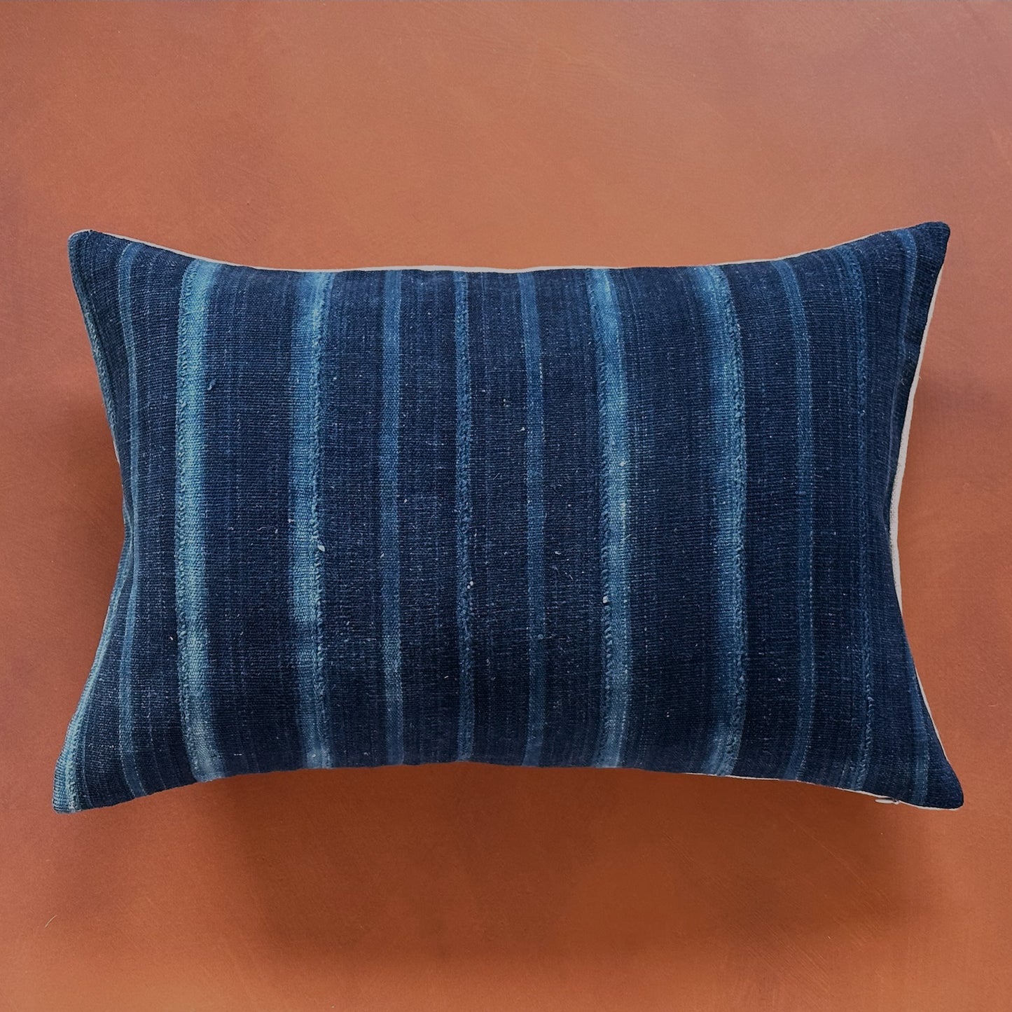 Indigo Woven Stripe Pillow - 16" x 24" - North Africa - 1471a