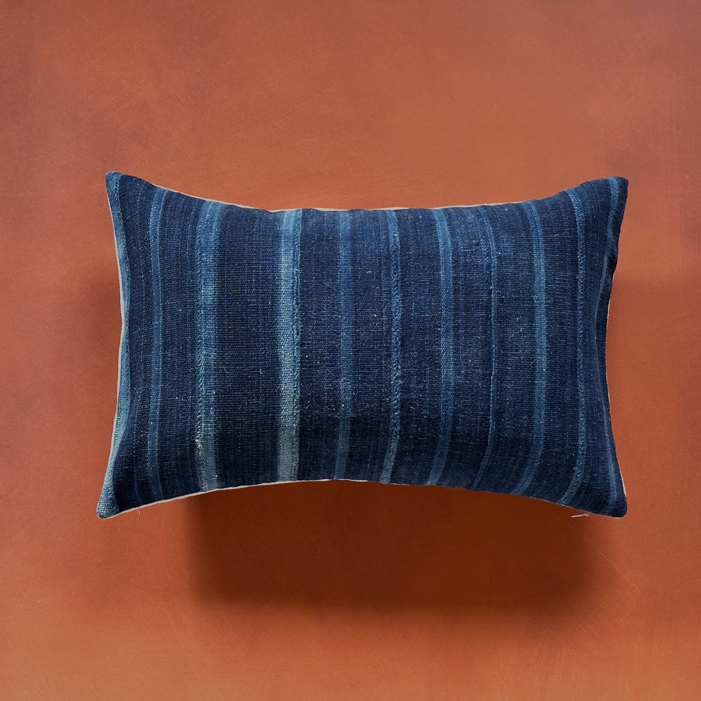 Indigo Woven Stripe Pillow - 13" x 20" - North Africa - 1471c