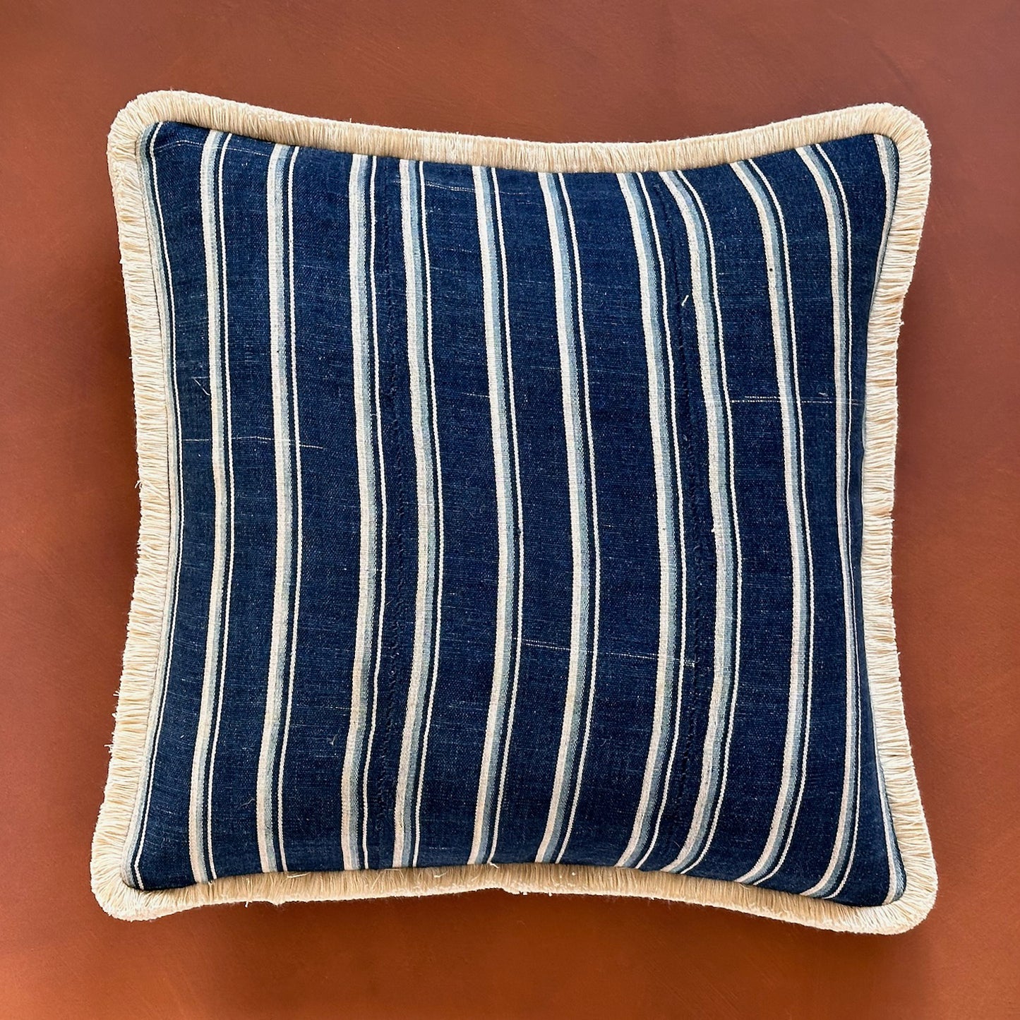 Indigo Woven Stripe Pillow - 22" x 22" - North Africa - 148a