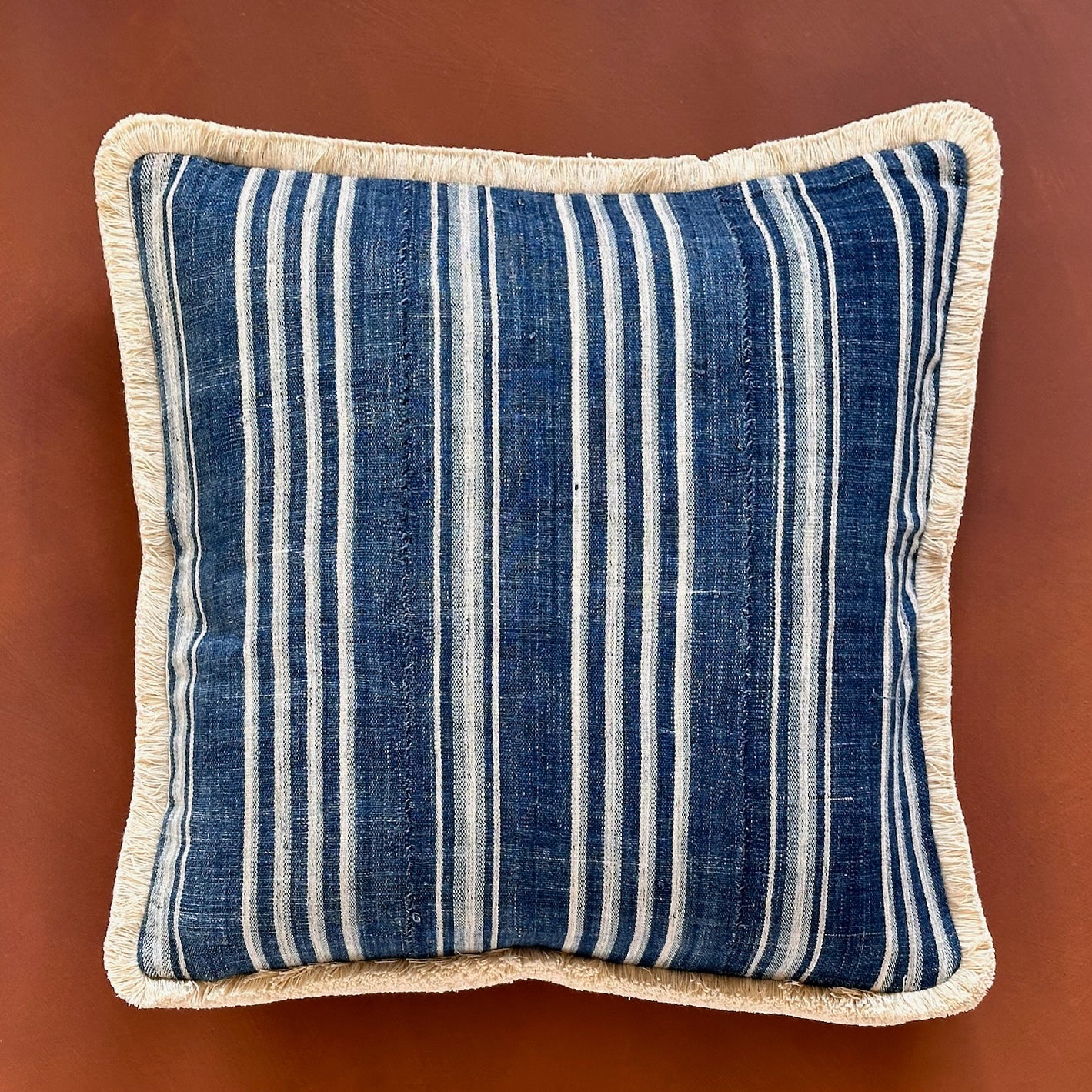 Indigo Woven Stripe Pillow - 20" x 20" - North Africa - 149b