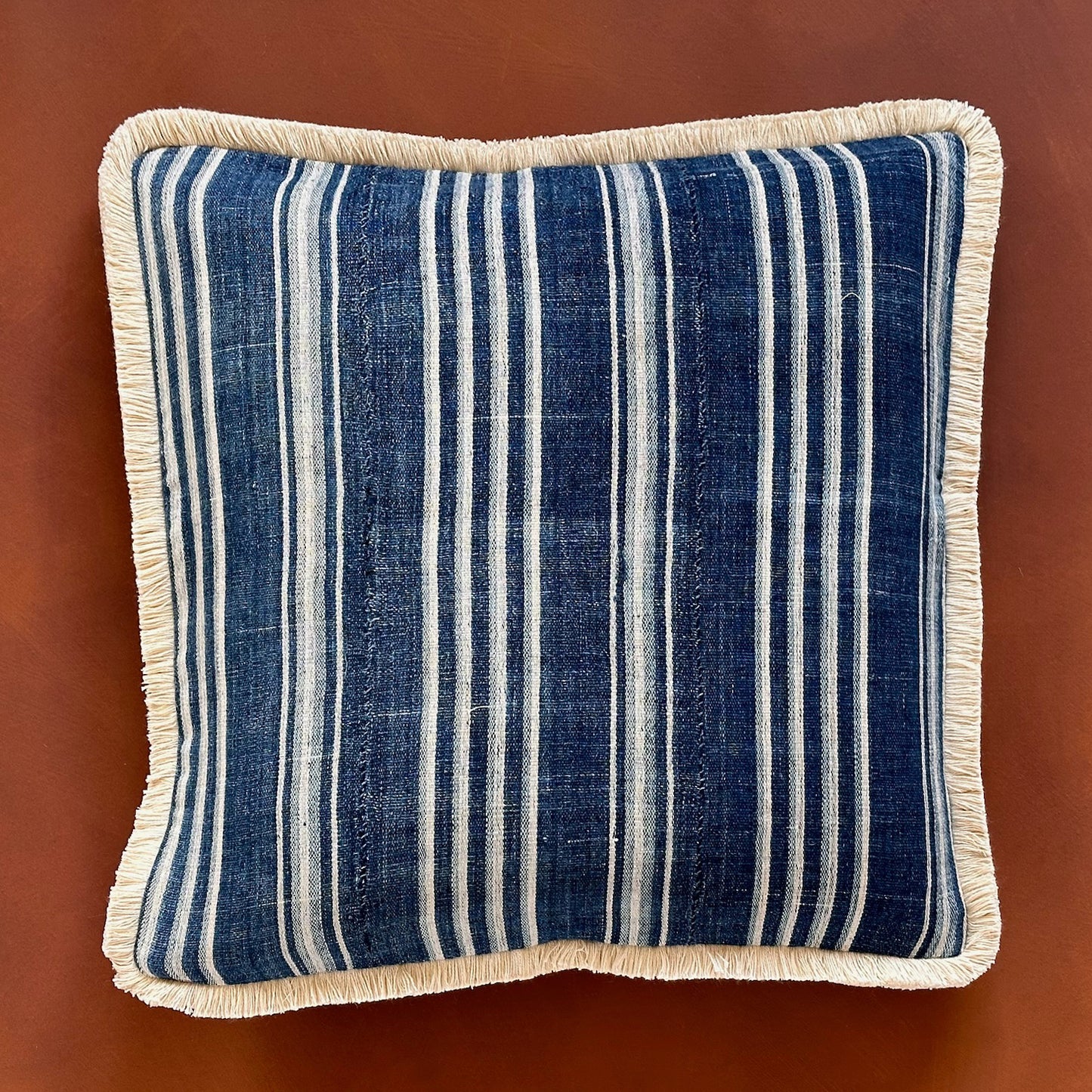 Indigo Woven Stripe Pillow - 20" x 20" - North Africa - 149b