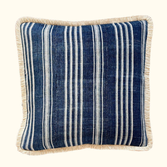 Indigo Woven Stripe Pillow - 20" x 20" - North Africa - 149b