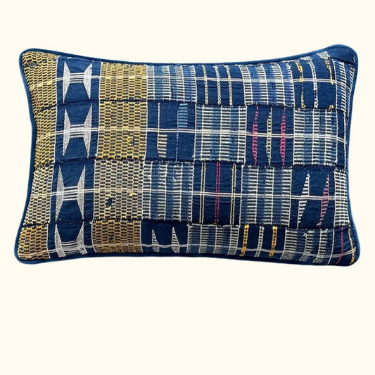 Vintage Kente Cloth Pillow - 11" x 17" - Ghana - 151d