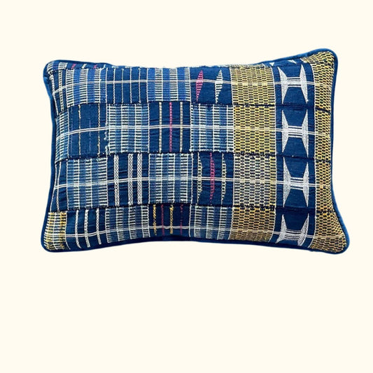 Vintage Kente Cloth Pillow - 11" x 17" - Ghana - 151f