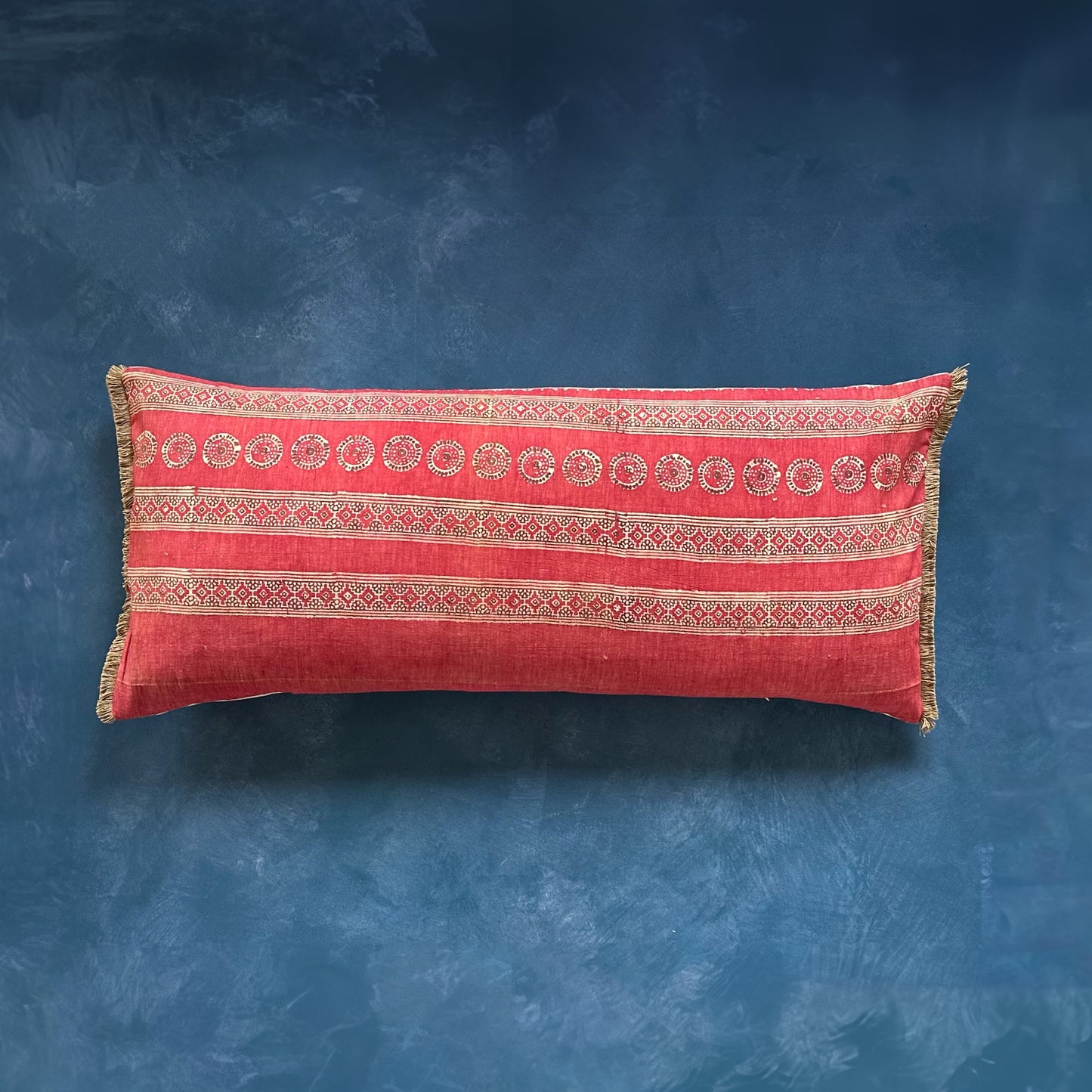 Vintage Block Print Pillow - 16" x 36" - India - 1571b