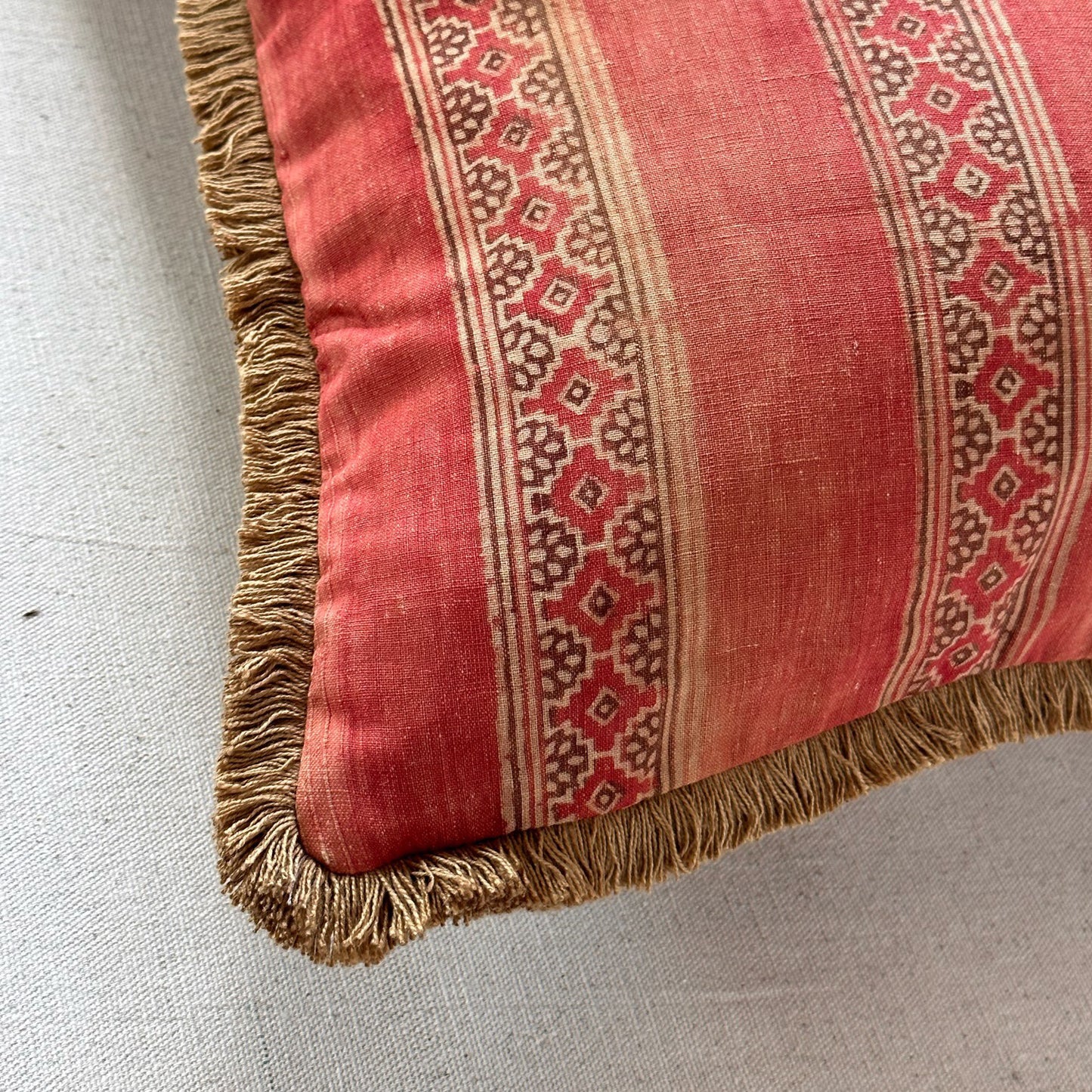 Vintage Block Print Pillow - 22" x 22" - India - 1571d