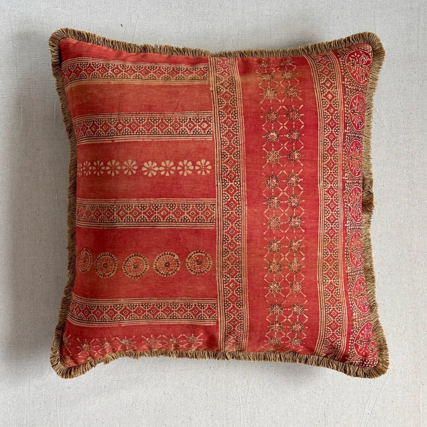 Vintage Block Print Pillow - 22" x 22" - India - 1571e