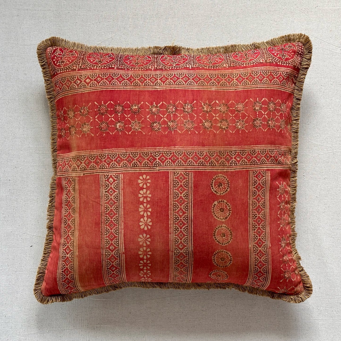 Vintage Block Print Pillow - 22" x 22" - India - 1571d