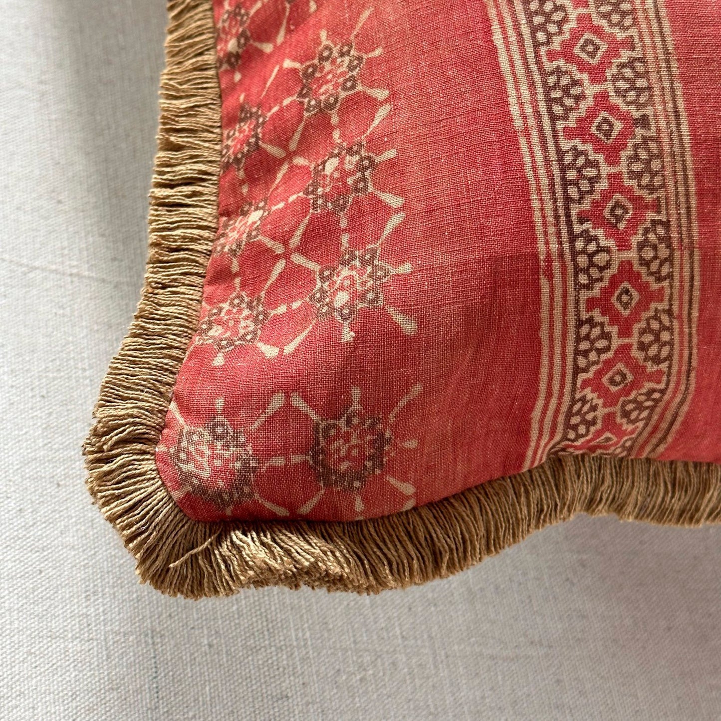 Vintage Block Print Pillow - 22" x 22" - India - 1571e