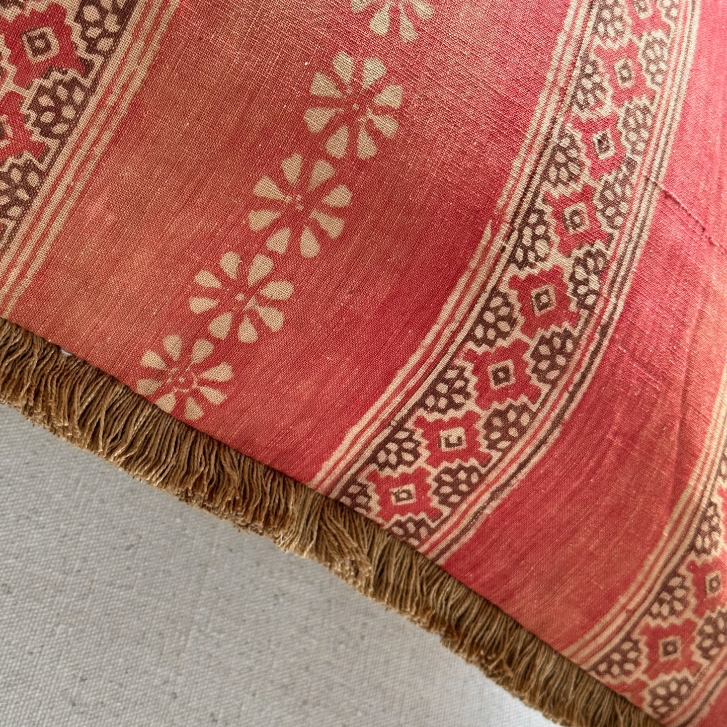 Vintage Block Print Pillow - 22" x 22" - India - 1571e