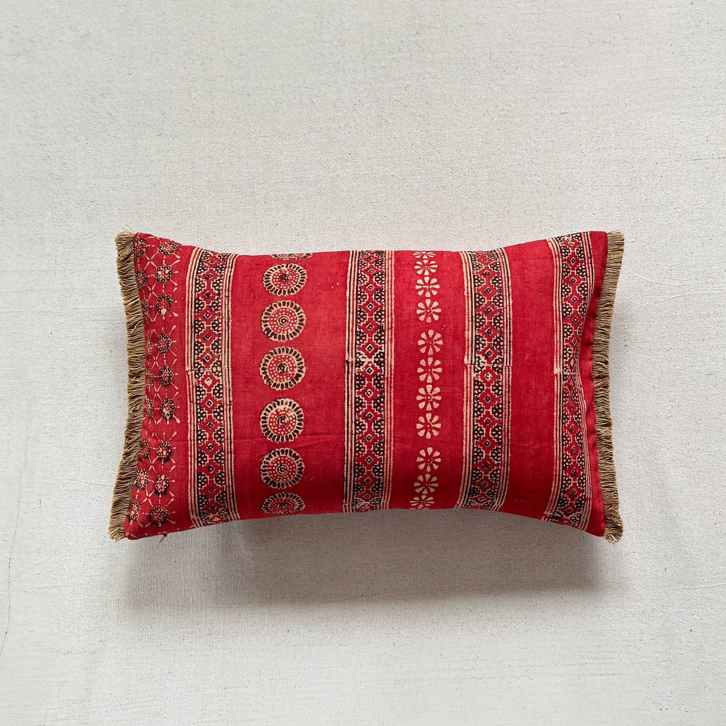 Vintage Block Print Pillow - 13" x 20" - India - 1573c