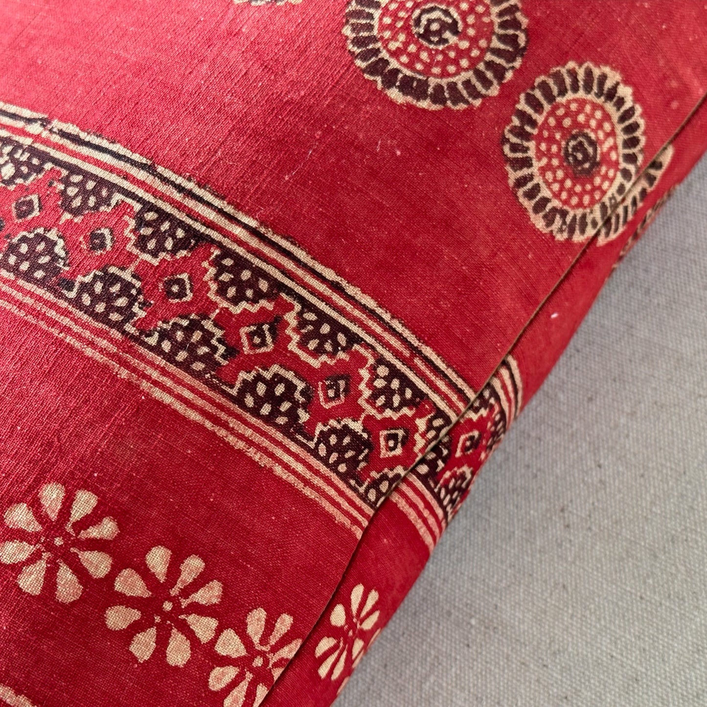 Vintage Block Print Pillow - 13" x 20" - India - 1573c