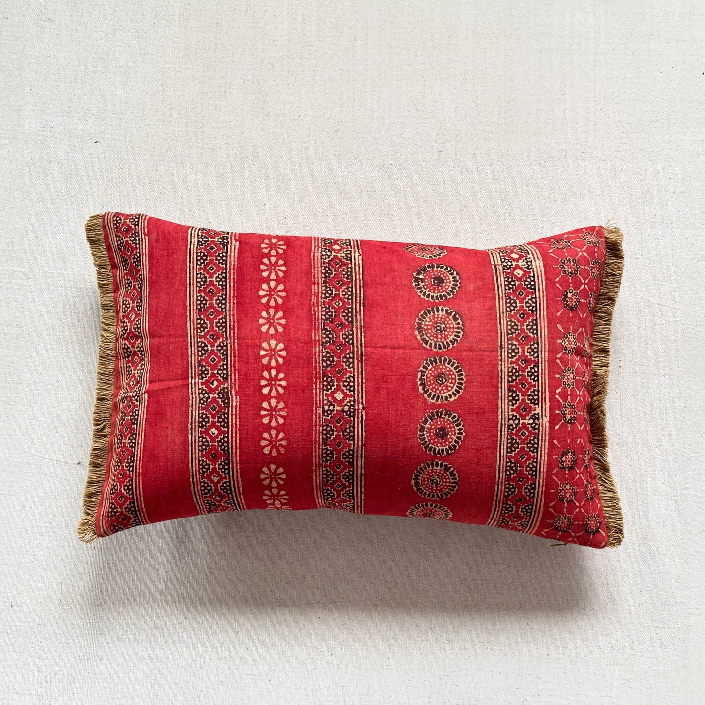 Vintage Block Print Pillow - 13" x 20" - India - 1573c