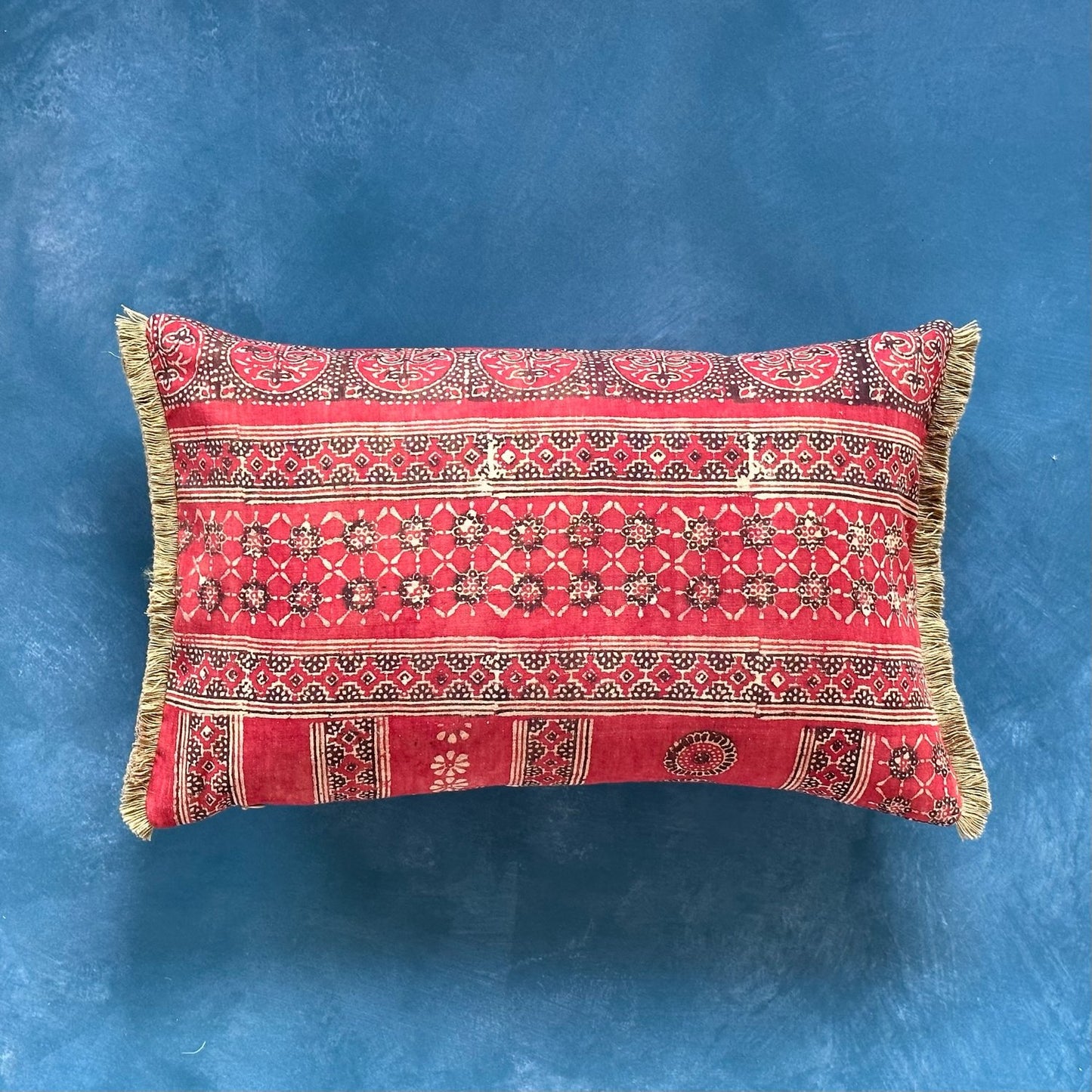 Vintage Block Print Pillow - 13" x 20" - India - 1573d