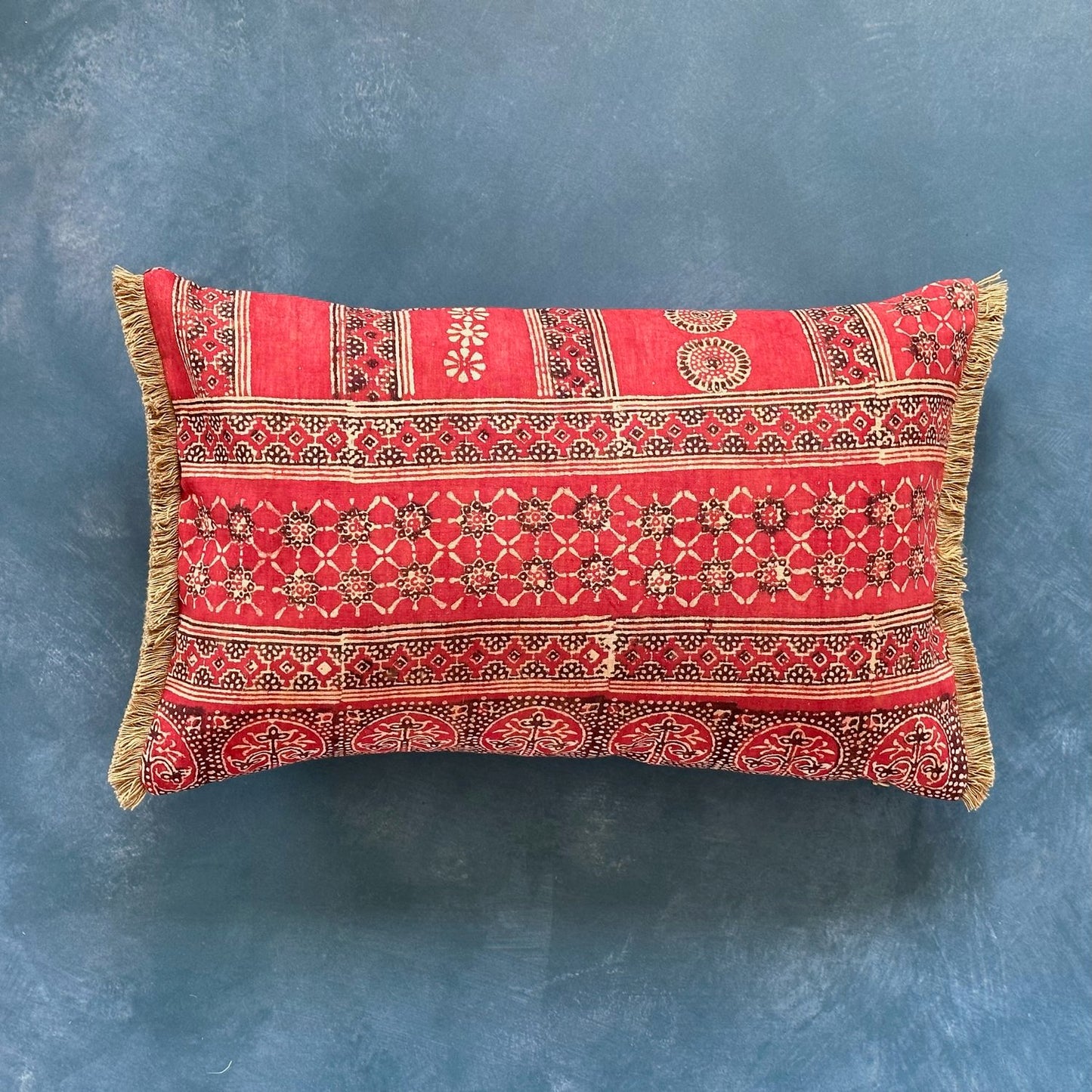 Vintage Block Print Pillow - 13" x 20" - India - 1573d