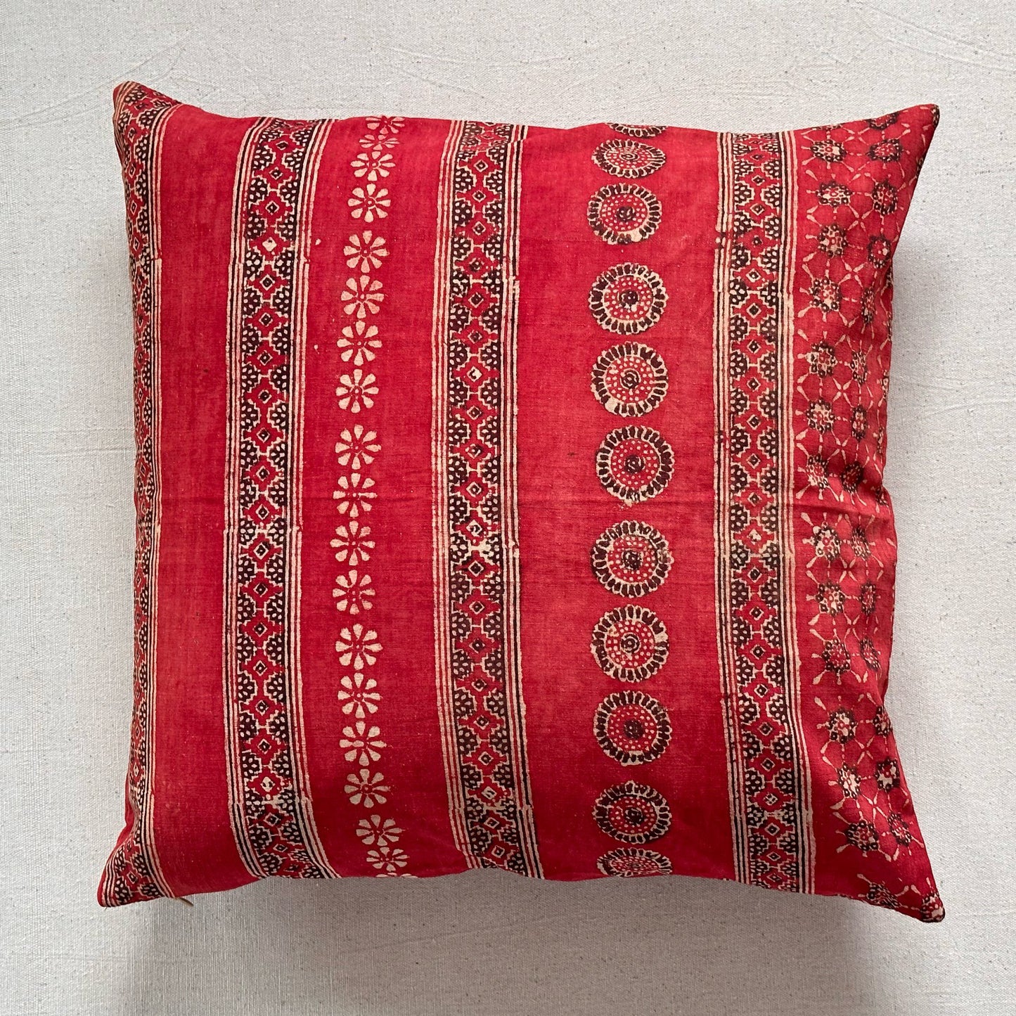 Vintage Block Print Pillow - 20" x 20" - India - 1573e