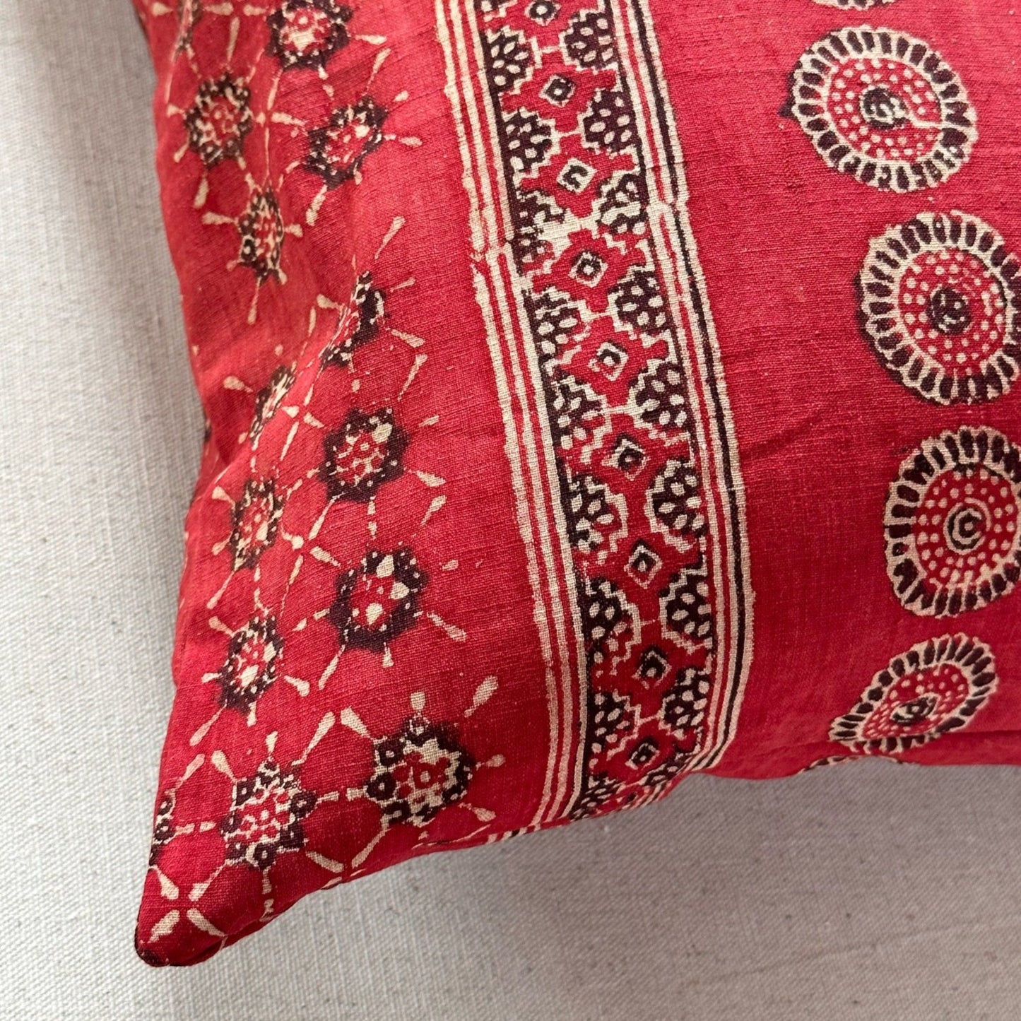 Vintage Block Print Pillow - 20" x 20" - India - 1573e