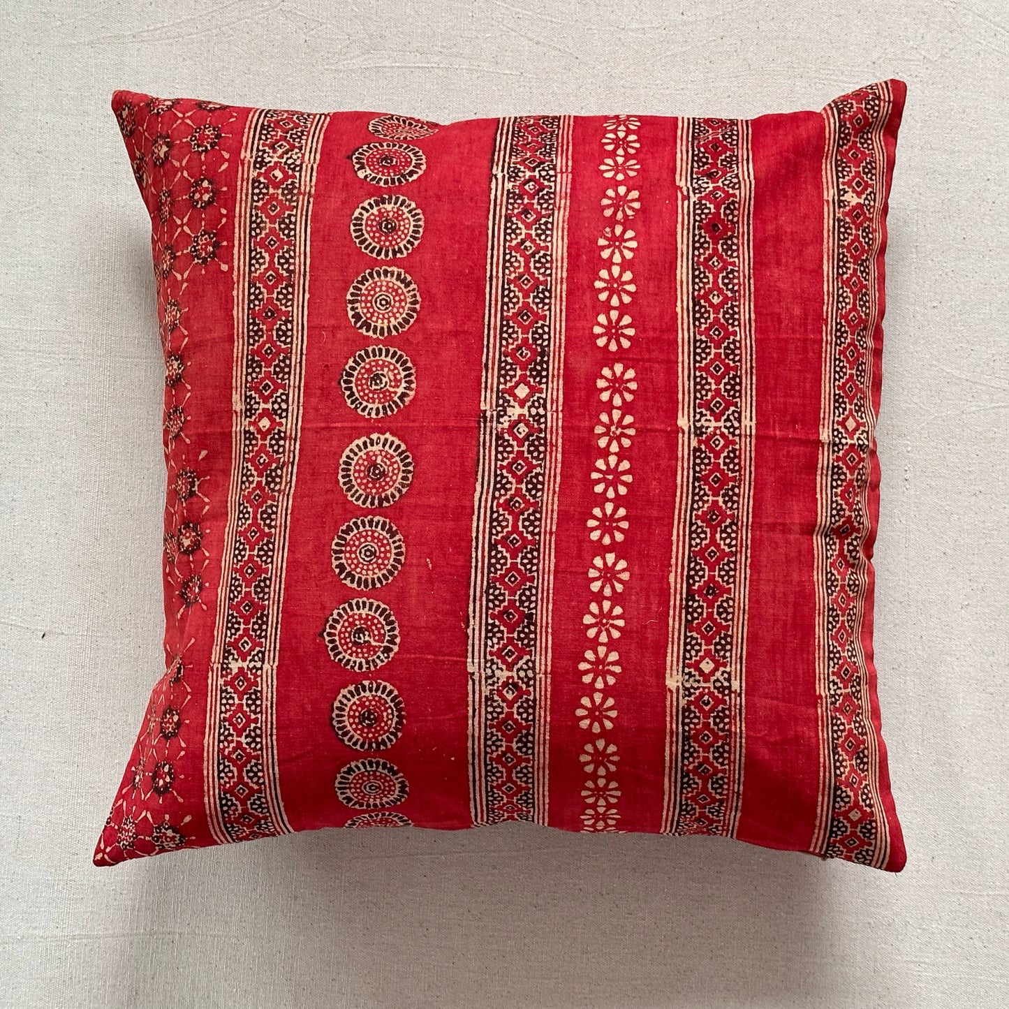 Vintage Block Print Pillow - 20" x 20" - India - 1573e