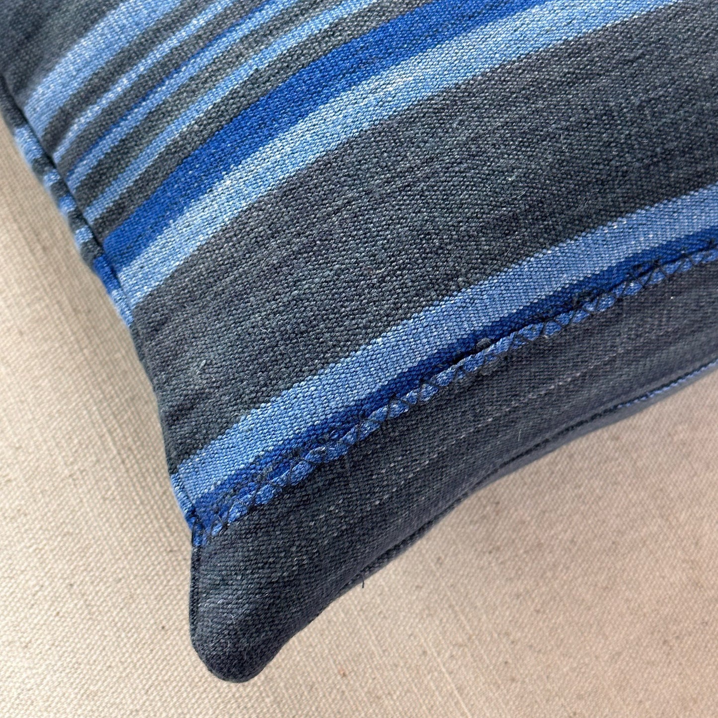 Vintage Woven Stripe Pillow - 13" x 20" - North Africa - 1581b