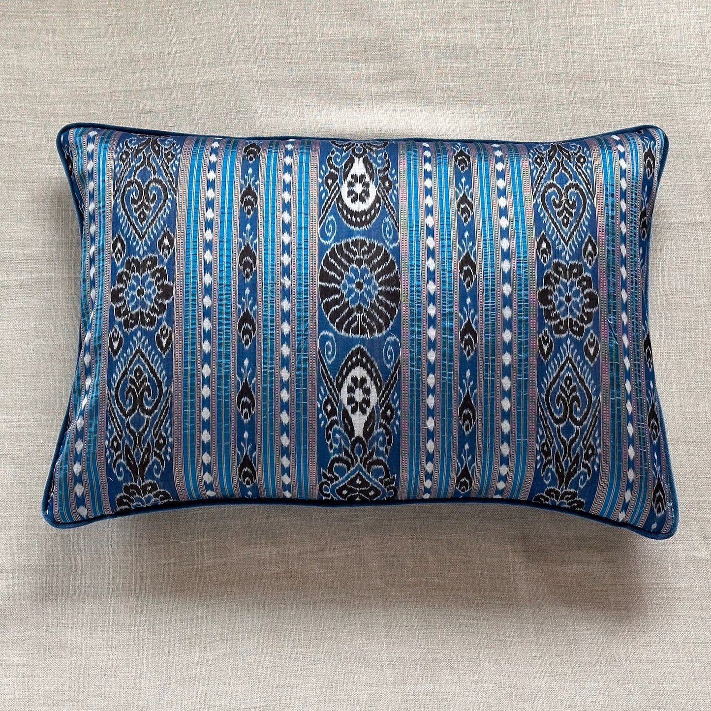 Silk Ikat Sari Pillow - 16" x 24" - India - 162a