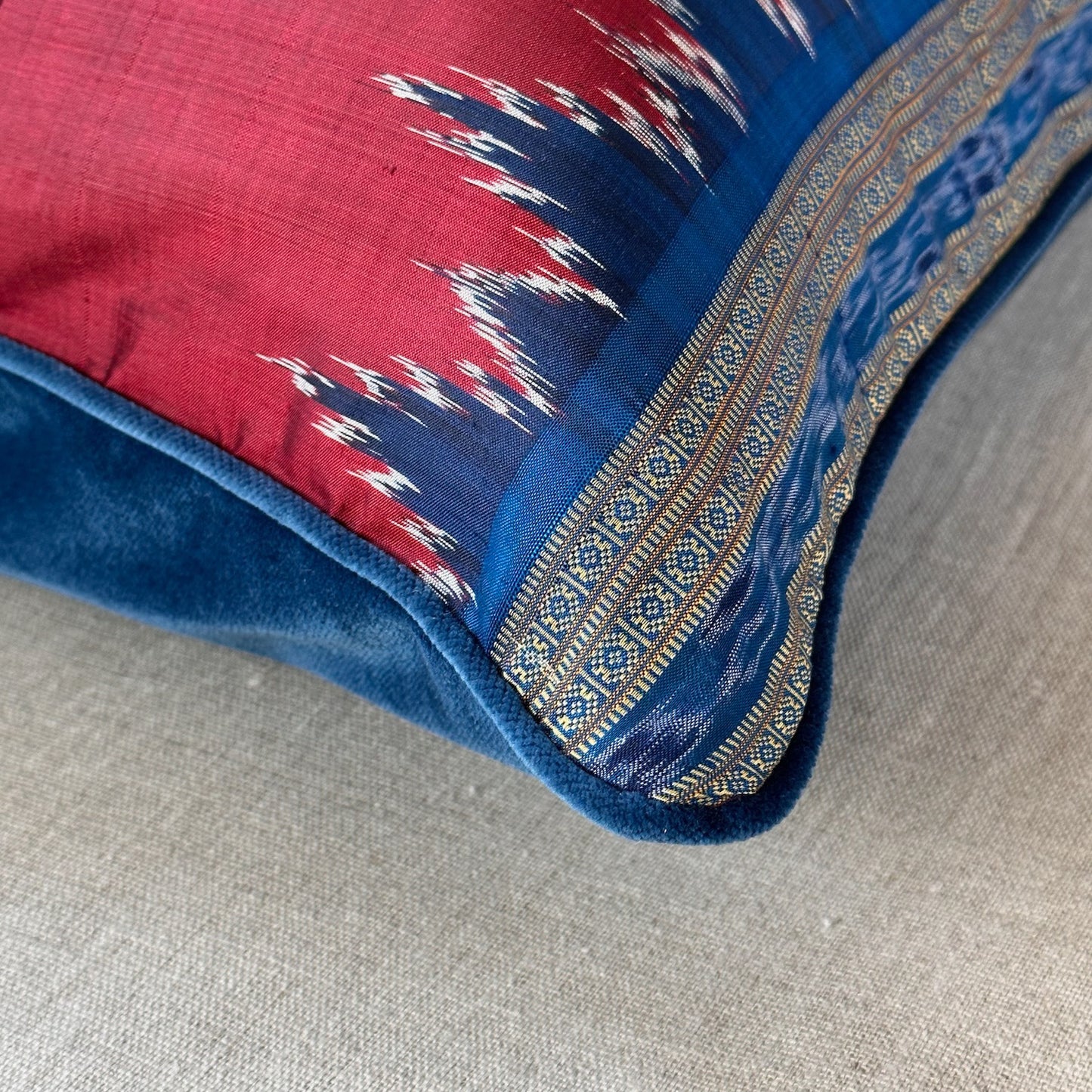 Silk Ikat Sari Pillow - 16" x 24" - India - 162c