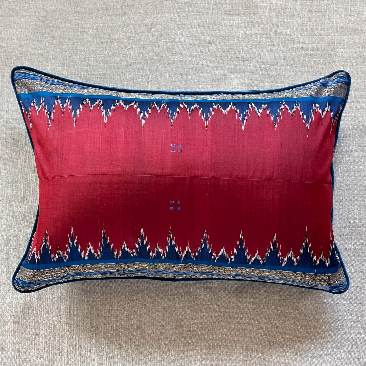 Silk Ikat Sari Pillow - 16" x 24" - India - 162c