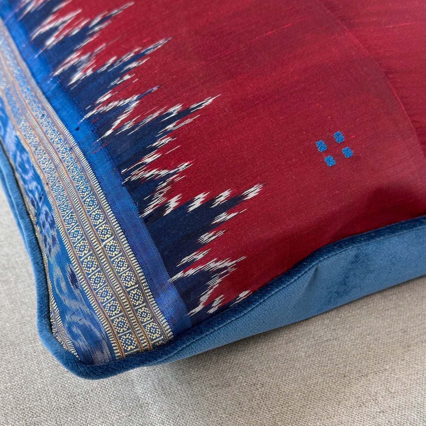 Silk Ikat Sari Pillow - 16" x 24" - India - 162e