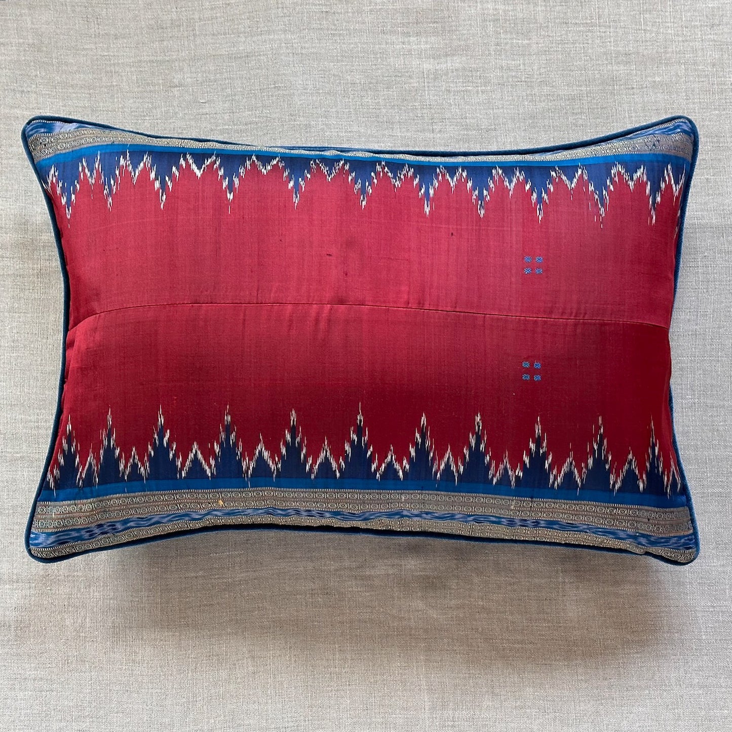 Silk Ikat Sari Pillow - 16" x 24" - India - 162f