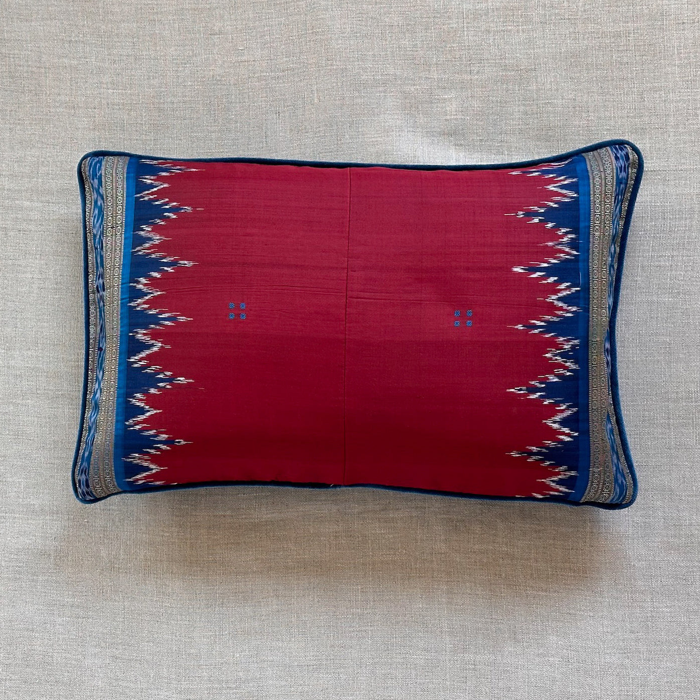 Silk Ikat Sari Pillow - 16" x 24" - India - 162h