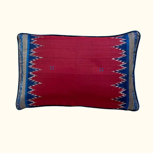 Silk Ikat Sari Pillow - 16" x 24" - India - 162h