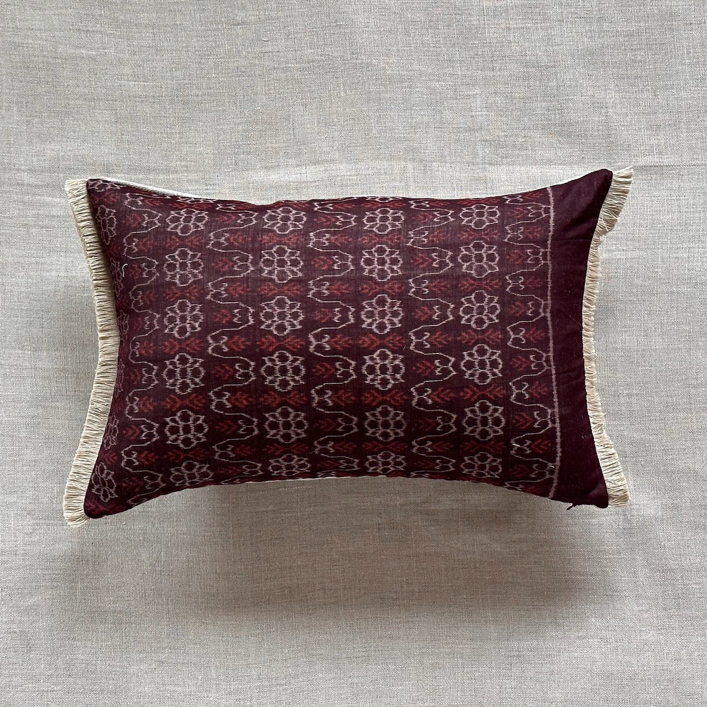 Cotton Ikat Pillow - 13" x 20"` - India - 168d