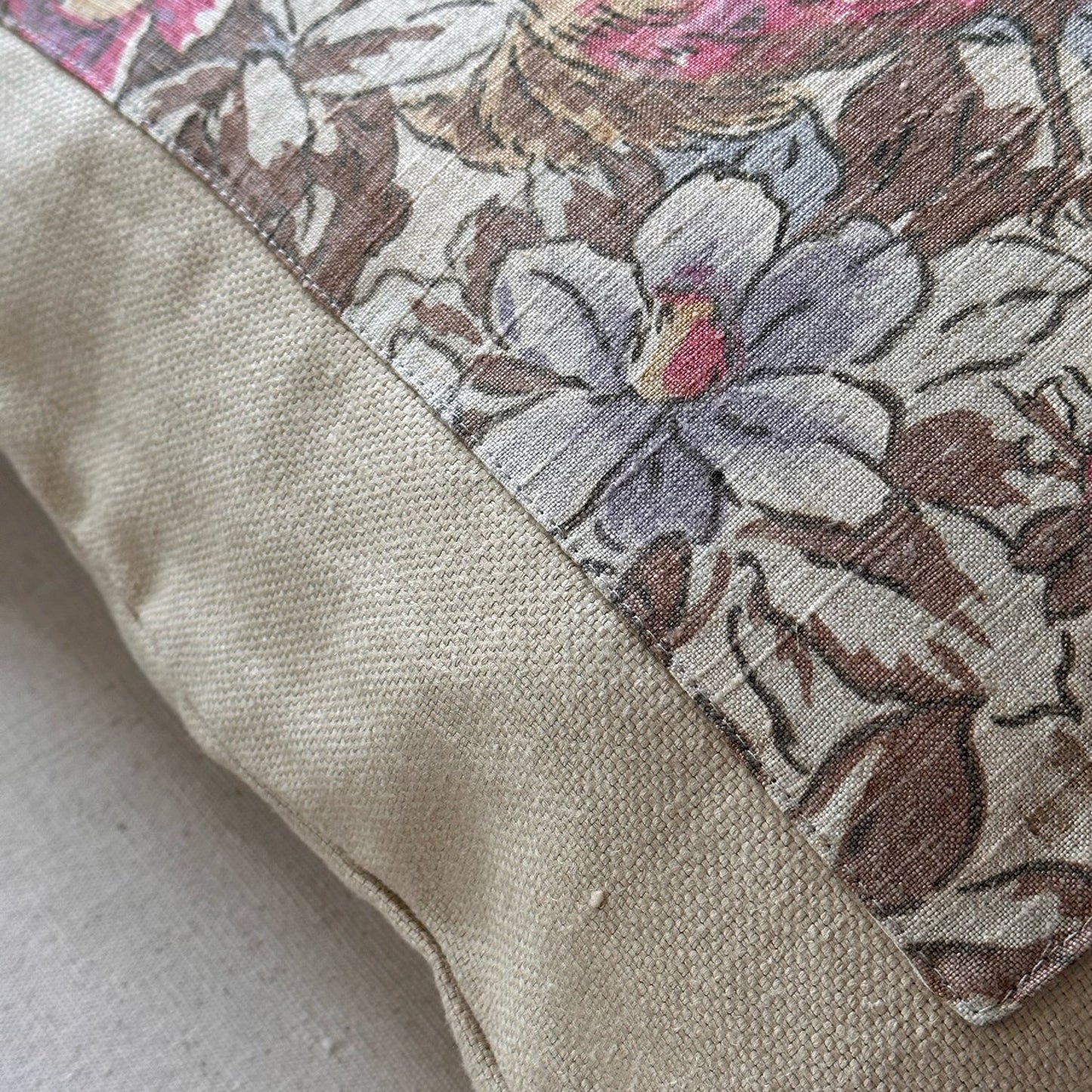 Vintage 1920's Botanical Print Pillow - 24" x 24" - England - 191a