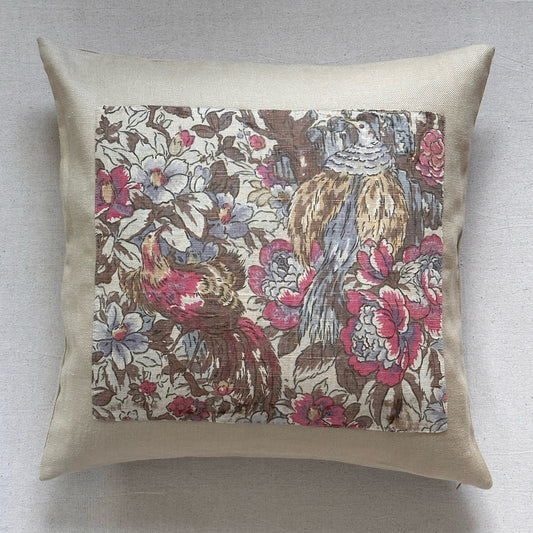 Vintage 1920's Botanical Print Pillow - 24" x 24" - England - 191a