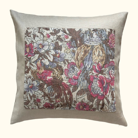 Vintage 1920's Botanical Print Pillow - 24" x 24" - England - 191b