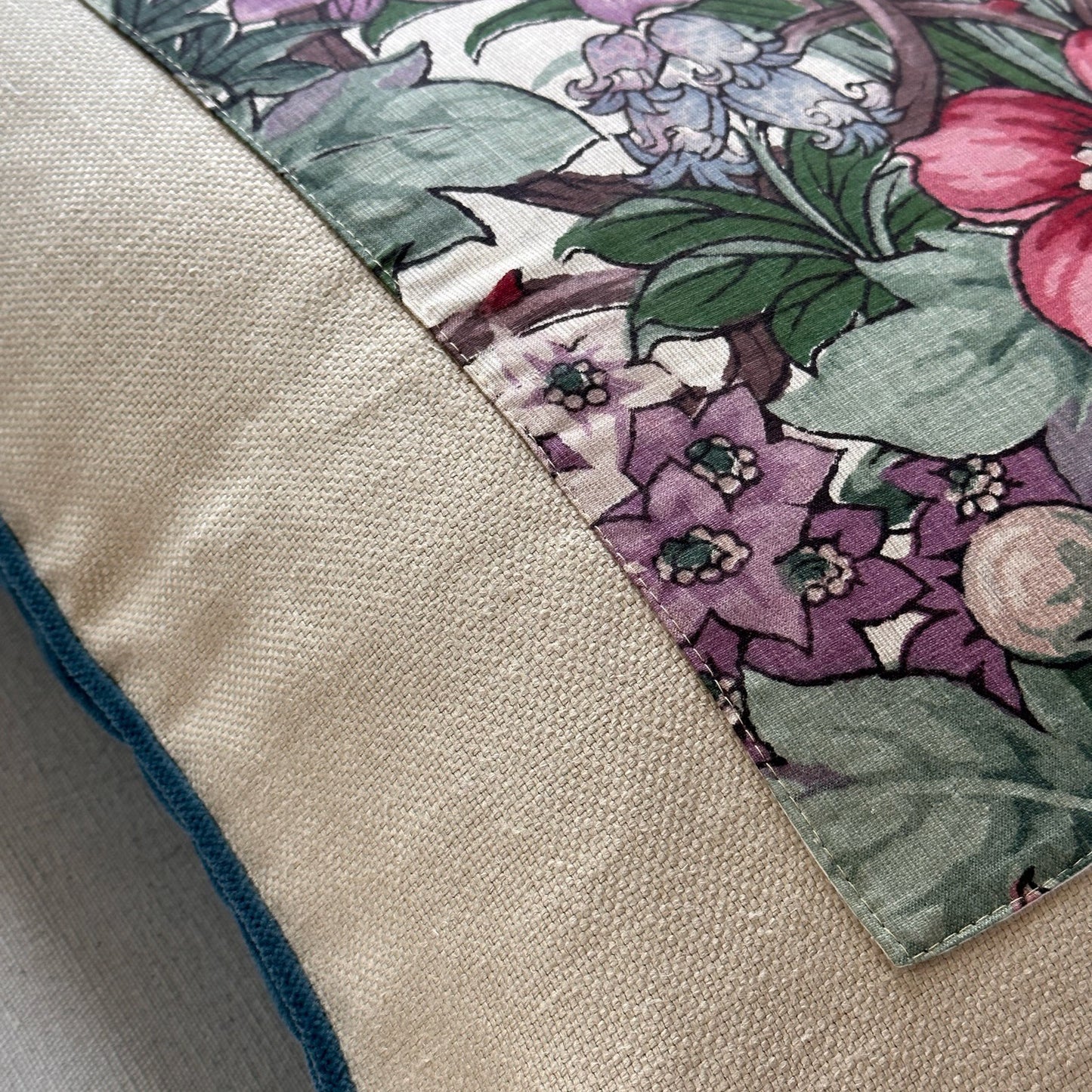 Vintage 1920's Botanical Print Pillow - 24" x 24" - England - 195a