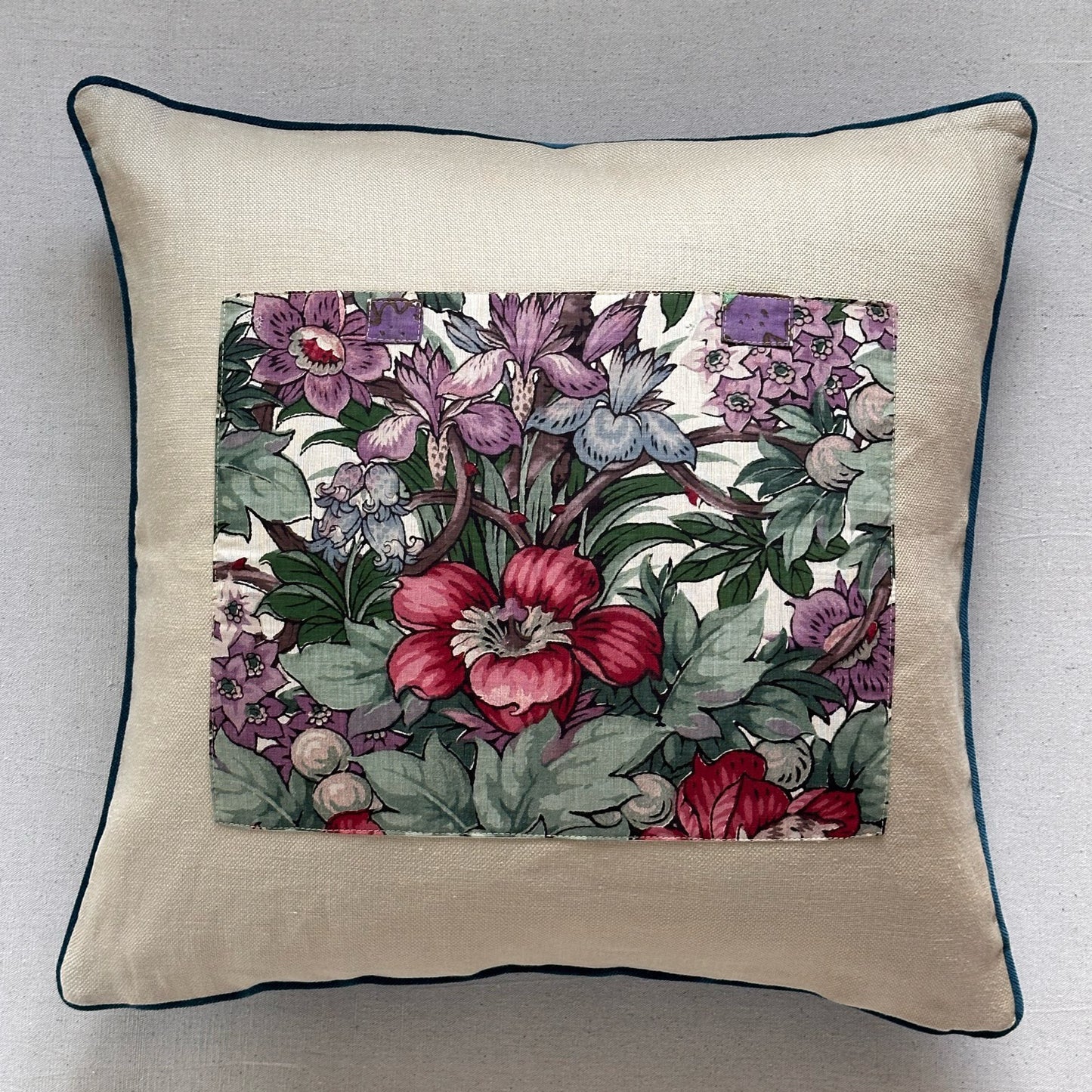 Vintage 1920's Botanical Print Pillow - 24" x 24" - England - 195a