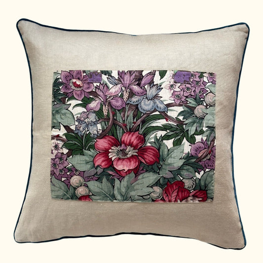 Vintage 1920's Botanical Print Pillow - 24" x 24" - England - 195a