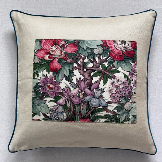 Vintage 1920's Botanical Print Pillow - 24" x 24" - England - 195b